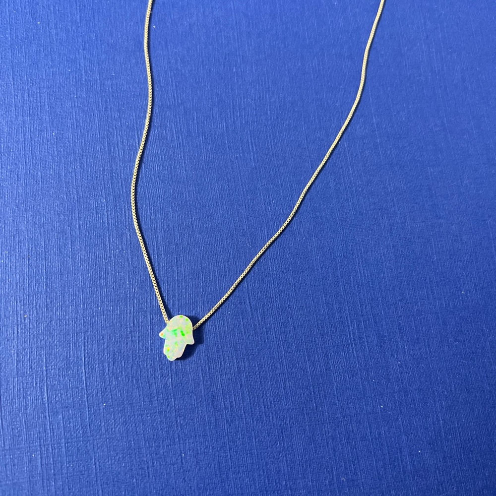 Iridescent Hamza Hand Necklace